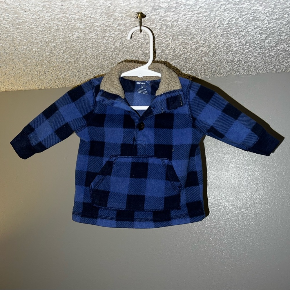 Baby flannel quarter zip navy blue!